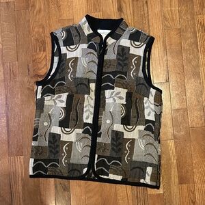 Coldwater Creek Black and Brown Patterned Vest